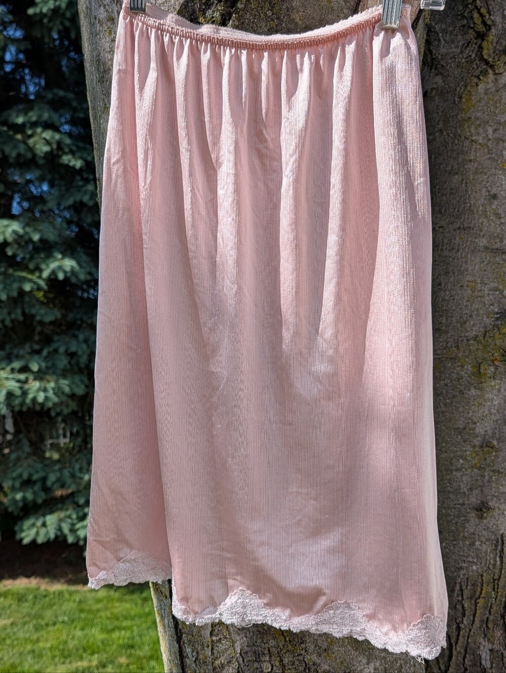 Vintage Warner's Half Slip Intimates Blush Pink Satin With Lace Trim Size Medium